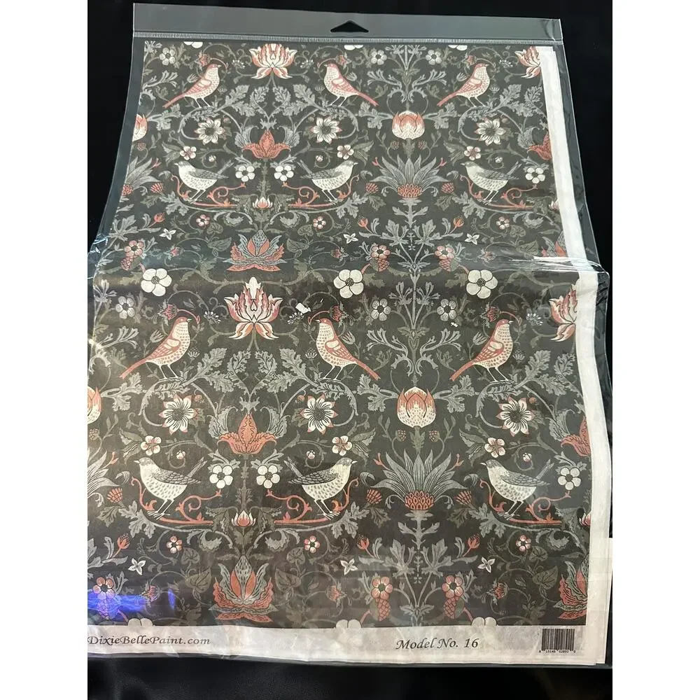 New Belles & Whistles ART DECO BIRD PATTERN Decoupage Decor Rice Paper 23”x33”
